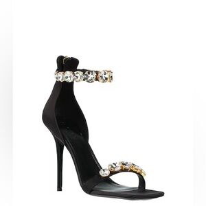 Versace Black Heels with Crystal Accents